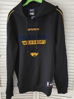 Boss Black & Yellow Golden State Warriors Pullover Hoodie Size L
